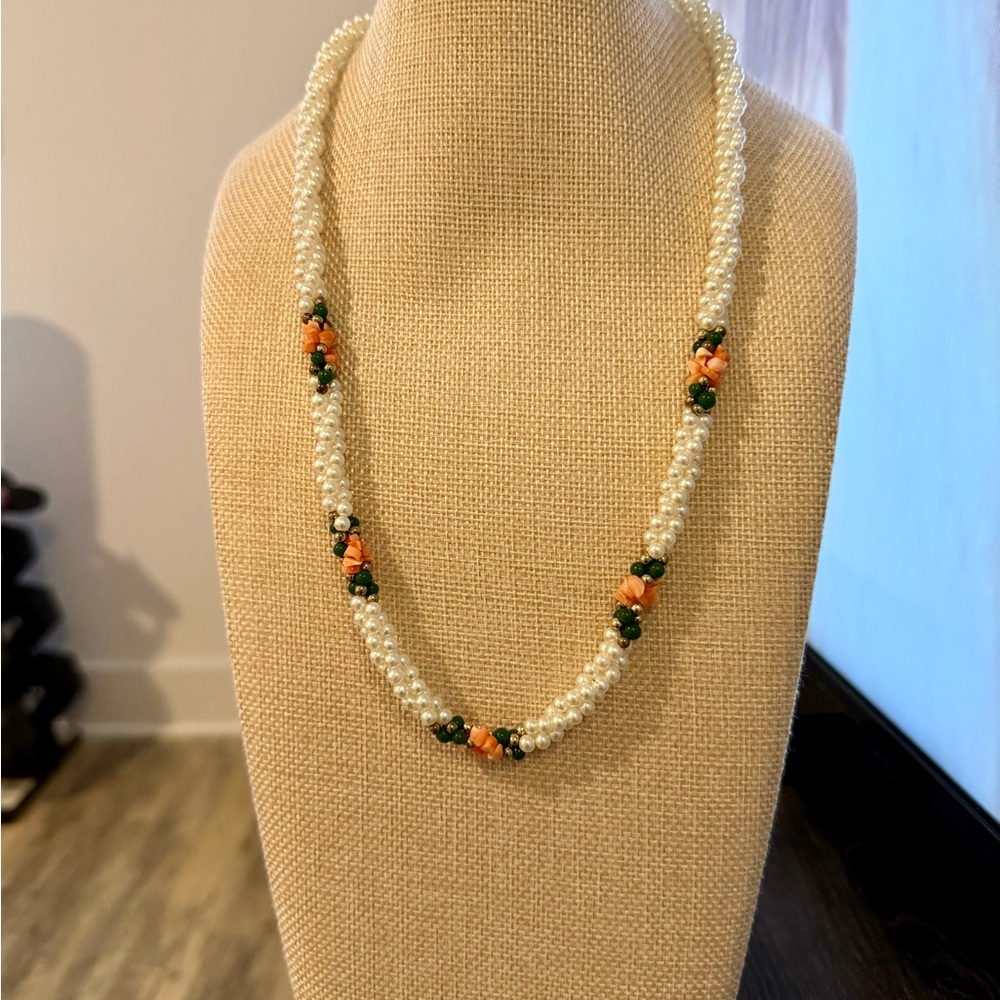 Vintage Faux Braided Pearl Necklace
